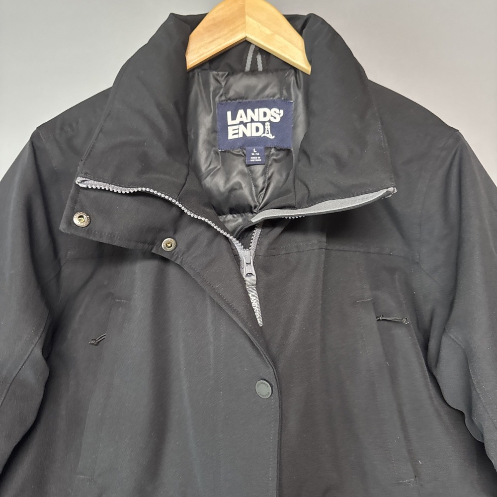 Women's Lands End Expedition Waterproof Down Parka, Size L 14-16 NO HOOD Quilted - Picture 4 of 8